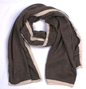 Contrast Wool Blend Scarf -Brown