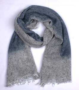 2 Tone Wool Blend Scarf -Navy