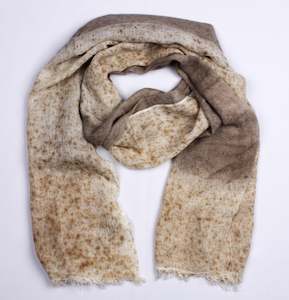 Scarves: 2 Tone Wool Blend Scarf -Natural