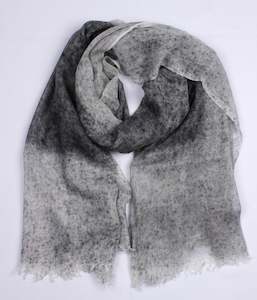 Scarves: 2 Tone Wool Blend Scarf -Black