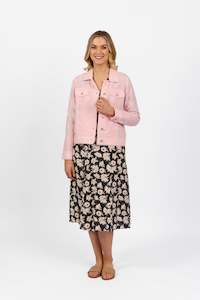 Linen Jacket with Frayed Seams - Light Pink