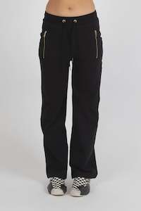 Federation: Loose Leg Escape Trackies -Black/Gold Zips