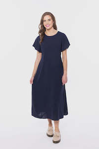 Seeking Lola: Flutter Dress-Navy