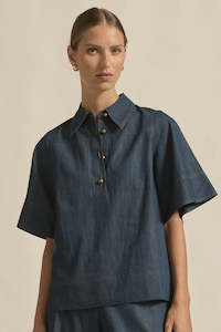 Zoe Kratzmann: Insinuate Top - Dark Chambray