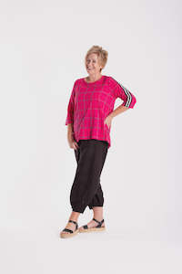 Pleat Back Top - Pink Chq