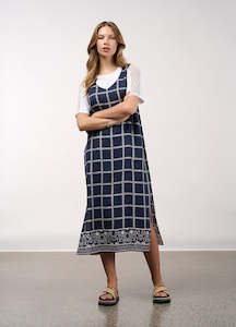Lyrical Dress -Navy Bone