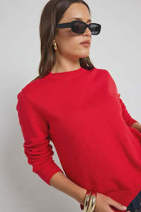 By Rosa: Staycation Fine Gauge Cashmere Knit Jumper - Red