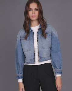 Storm: Crop Denim Jacket - Vintage Blue