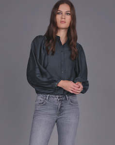 Embroidered Stripe Sleeve Shirt - Liquorice