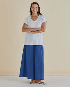 Ayla V Neck Tee - White