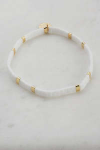 30: Tile Bead Bracelet -White
