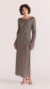 99: Calla Bias Midi Dress - Black & Beige