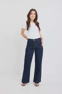 Jeans: Zoey Petite High Rise Wide Leg Jean - Indigo