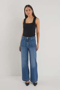 Zoey High Rise Wide Leg Pocket Jean - Marine Blue