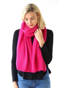 Archer House: Warm Soft Ribbed Scarf -Raspberry