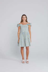 Zig Ruffle Dress-Sky Garden