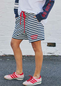 Retro Stripe Shorts - Navy/White