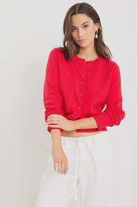 Among The Brave: Replica Cotton Cashmere Cardigan - Cherry