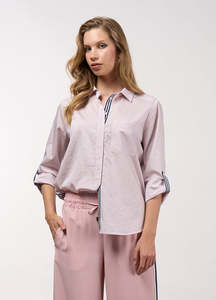 Madly Sweetly: Mixed Media Stripe Shirt - Blush Stripe