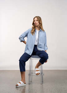 Mixed Media Stripe Shirt - Chambray Stripe