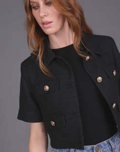 Boucle Short Sleeve Jacket - Black