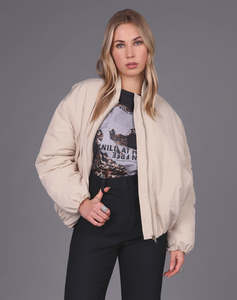 Gathered Bomber Jacket - Sand