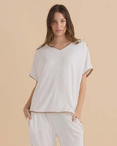 50: Clara Tee - White/Beige