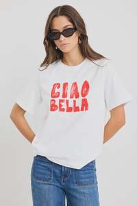 75: Paradiso Ciao Print Boxy Tee - Ciao Print/Ivory