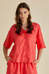 75: Scarlett Shirt - Coral Red