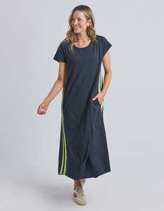 Recovery Dress - Navy with Neon Lemon Stripe