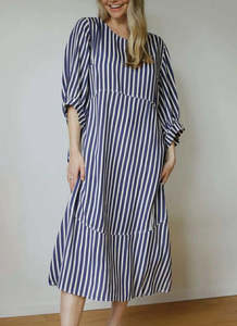 Cocoon Dress - Navy Stripe