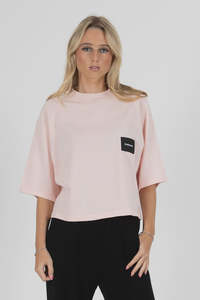 Badge Knit Top-Pink