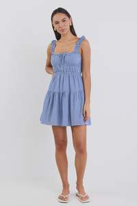 Among The Brave: Tricky Mini Gingham Dress - Electric Blue