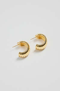 Gift Ideas: Ridged 14K Gold Plate Huggie Stud Earring