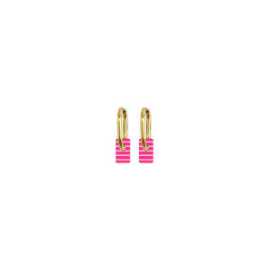 Cami Bold Striped Tab Earrings - Pink