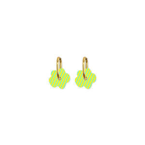 Cami Striped Flower Earrings - Lime