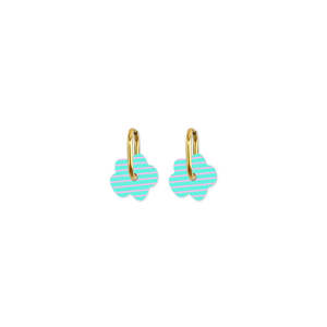 Cami Striped Flower Earrings - Teal