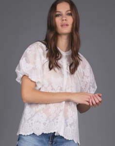 Storm: Embroidered Lace Shirt - White