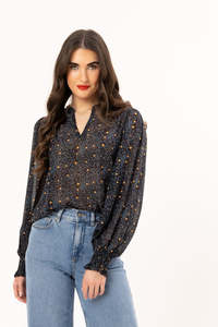 Leila Luca: Movement Blouse - Navy Dream