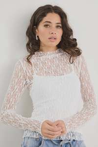 Giving Lace Long Sleeve Top - Ivory