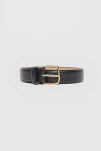 Among The Brave: Belle Leather Belt - Black with Gold Buckle
