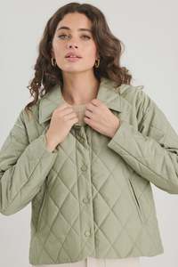 Absolute Collared Quilted Jacket - Soft Khaki