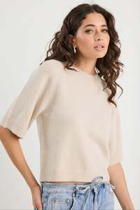 Assemble Aplaca Blend Raglan Knit Tee - Oat