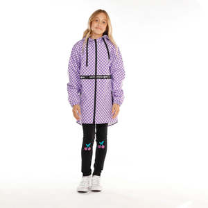 Girls Rainy Days Jacket - Purple Check