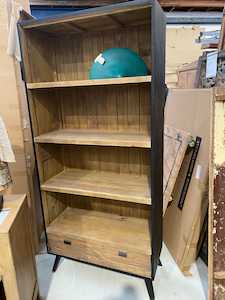 boxed: Beach Recycled Timber Bookcase - Black