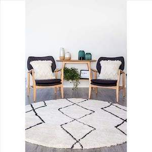 Synthetic Fibre Rugs: Nomadic Round Poly Rug 160X160 CREAM/BLACK