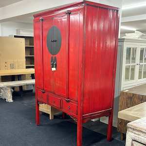 Antiques: Antique Red Asian Cabinet