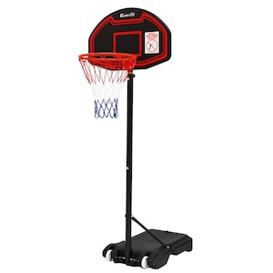 Sports And Fitness: Everfit 2.1M Adjustable Portable Basketball Stand Hoop System Rim Black