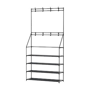 Other Furniture: Artiss Shoe Rack Coat Hat Stand Hallway Shoes Storage Tree Metal Shelves Black