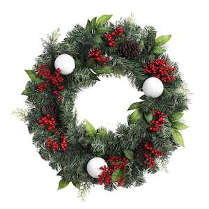 Festive Goods: Jingle Jollys 2FT 60CM Christmas Wreath with Decor Xmas Tree Decoration